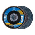 Pferd 4-1/2" x 7/8" A.H. POLIFAN® Flap Disc - Z PSF EXTRA STEELOX, Zirconia, 120 Grit, Conical 60630